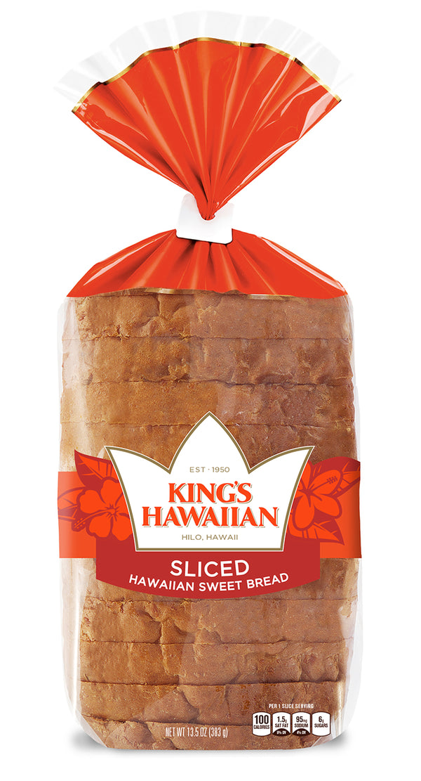 King's Hawaiian Original Sliced Bread 13.5 Ounce Size - 8 Per Case.