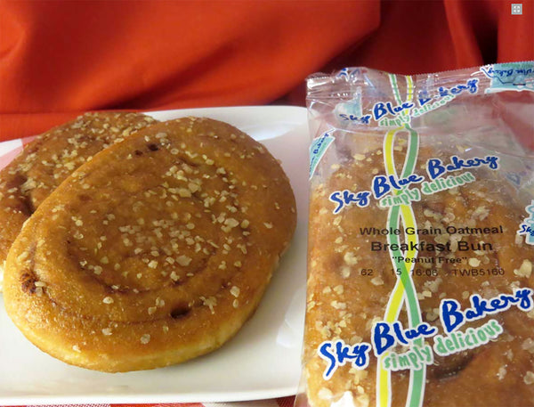 Sky Blue Foods Oatmeal Breakfast Bun Whole Grain 2.6 Ounce Size - 60 Per Case.