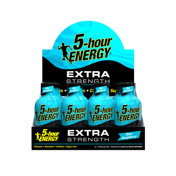 Hour Energy® Shot Extra Strength Blue Raspberry Pack 1.93 Fluid Ounce - 216 Per Case.
