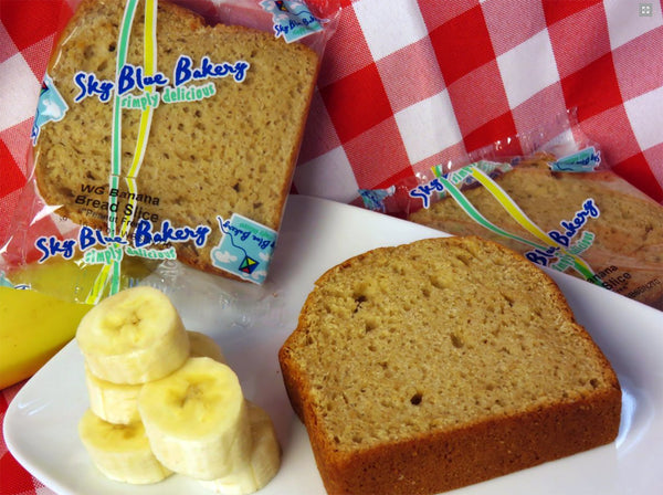 Sky Blue Foods Banana Bread Slice Individually Wrapped Whole Grain 3.4 Ounce Size - 70 Per Case.