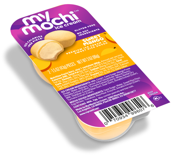 Mymochi Mango Mochi Ice Cream 1.5 Ounce Size - 12 Per Case.