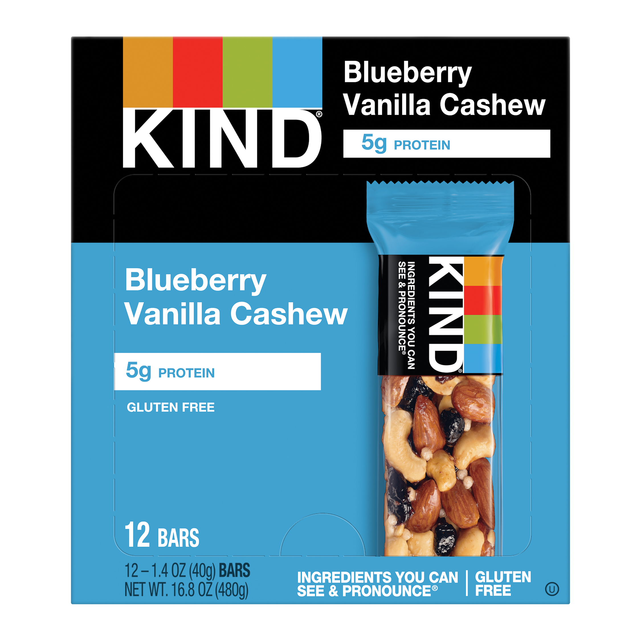 Kind Healthy Snacks Blueberry Vanilla Cashewbar 1.4 Ounce Size - 72 Per Case.