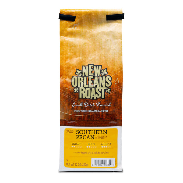 New Orleans Roast Southern Pecan Ground Coffee 12 Ounce Size - 6 Per Case.