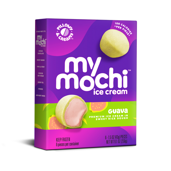 Mymochi Guava Mochi Ice Cream 6 Count Packs - 12 Per Case.