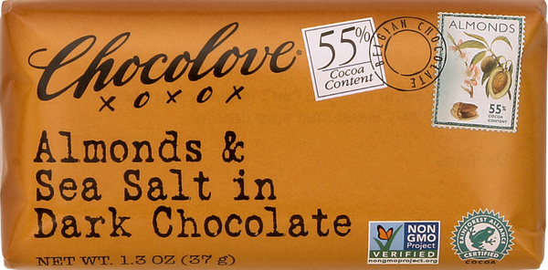 Almonds & Sea Salt In Dark Chocolate (Master Case) 1.3 Ounce Size - 144 Per Case.