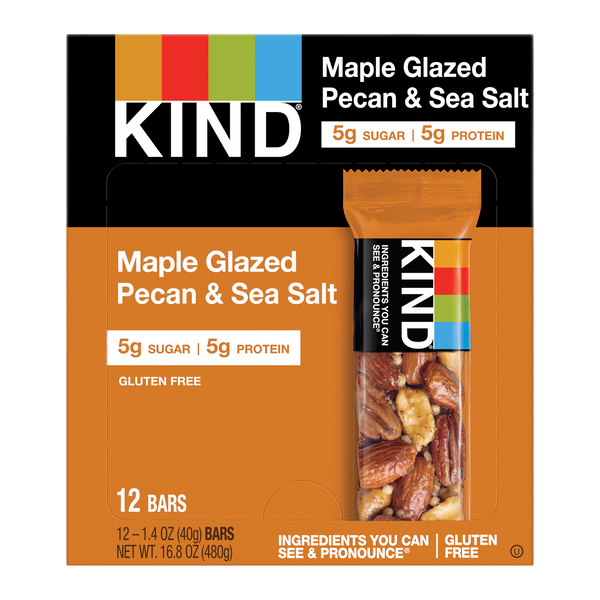 Kind Healthy Snacks Maple Glazed Pecan Sea Salt Bar 1.4 Ounce Size - 72 Per Case.