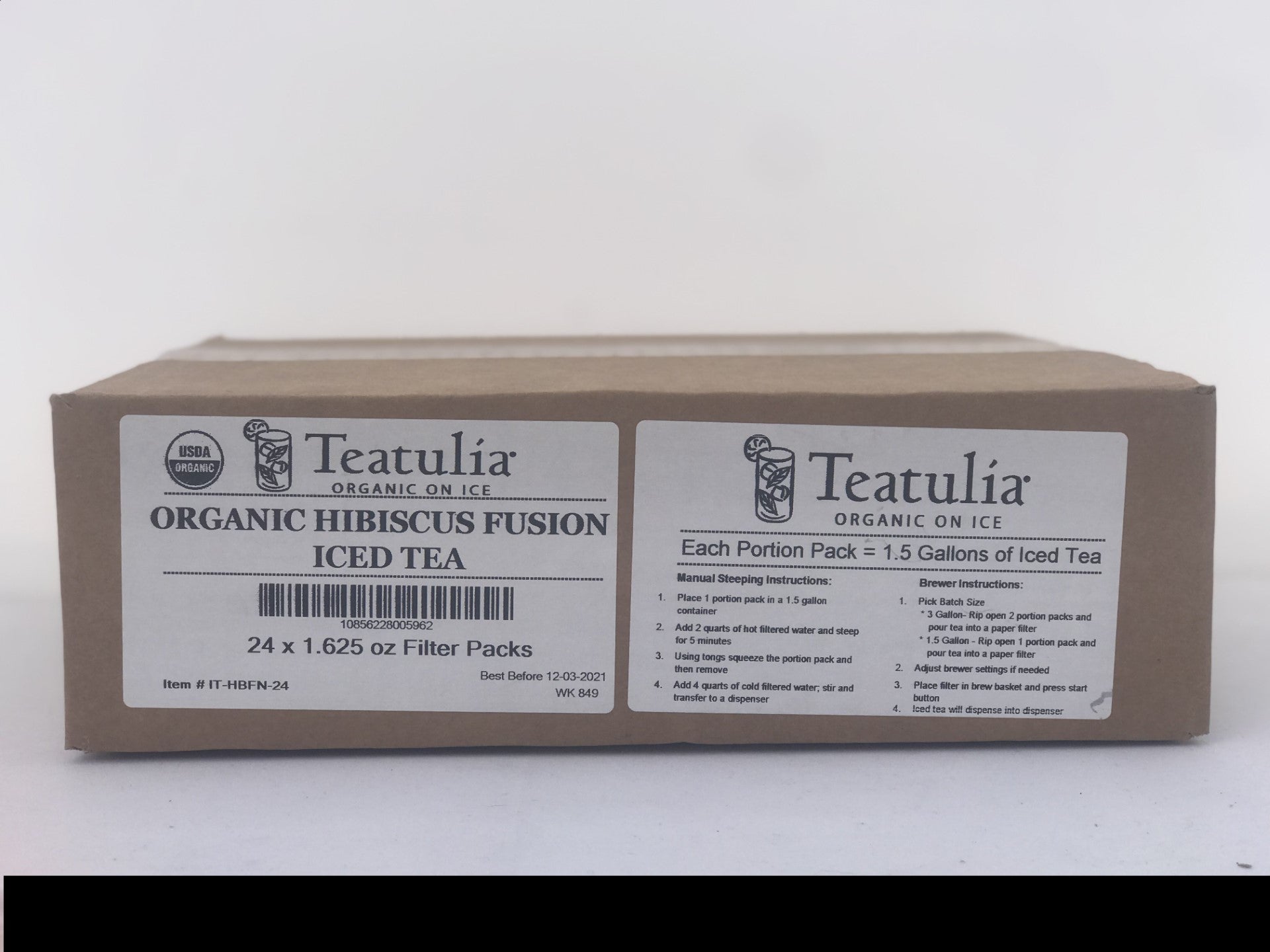 Teatulia Organic Teas Hibiscus Fusion Iced Tea 24 Count Packs - 1 Per Case.