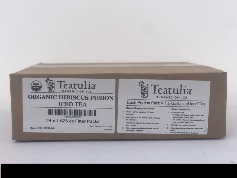 Teatulia Organic Teas Hibiscus Fusion Iced Tea 24 Count Packs - 1 Per Case.