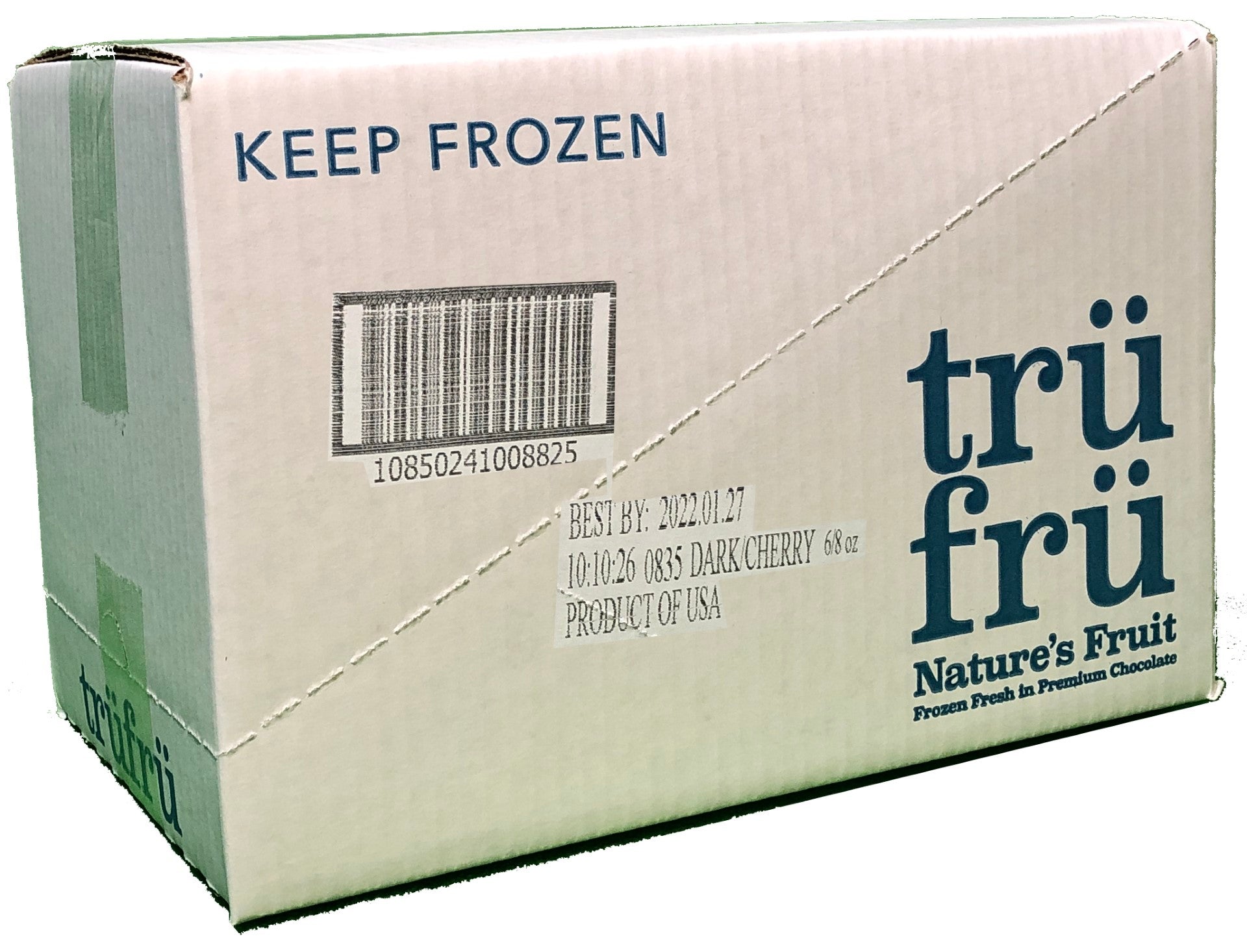 Tru Fru Hyper Chilled Grab & Share Hyper Chilled Whole Cherries Immersed In White & Dark 8 Ounce Size - 6 Per Case.