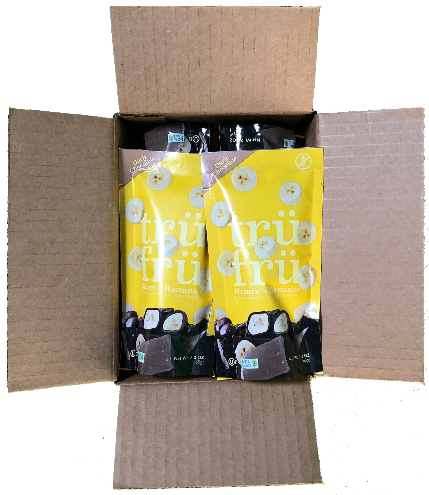 Tru Fru Hyper Dried Grab & Go Hyper Dried Real Banana In Dark Chocolate 2.3 Ounce Size - 12 Per Case.