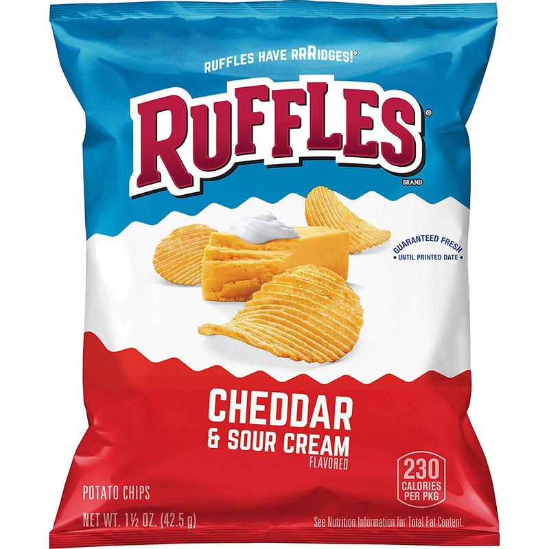 Ruffles Cheddar Sour Cream 1.5 Ounce Size - 64 Per Case.