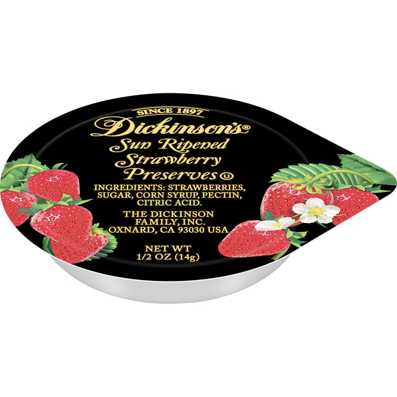 Dickinson Strawberry Preserves Plastic Portion Control 0.5 Ounce Size - 6.25 Pound Per Case.