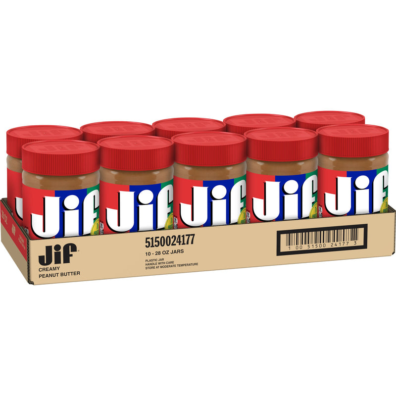 Jif Creamy Peanut Butter 28 Ounce Size - 10 Per Case.