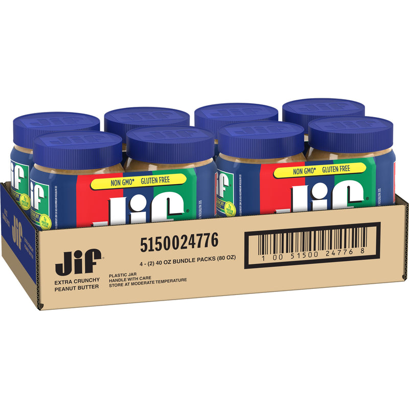 Jif Crunchy Peanut Butter Twin Pack 40 Ounce Size - 8 Per Case.