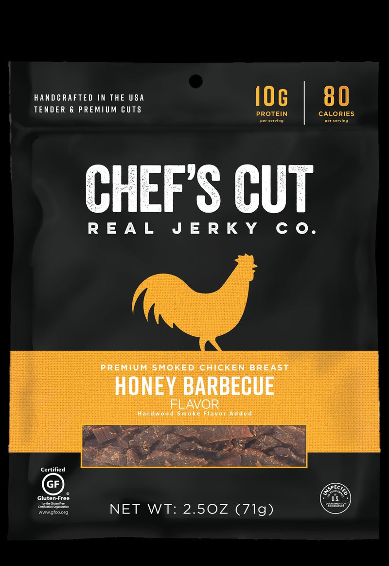 Chef's Cut Real Jerky Co Smoked Chicken Breast Honey Barbeque 2.5 Ounce Size - 8 Per Case.