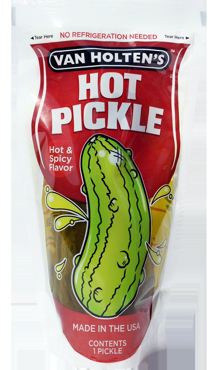 Van Holten's Jumbo Hot Pickle Individually Packed In A Pouch 1 Each - 12 Per Case.