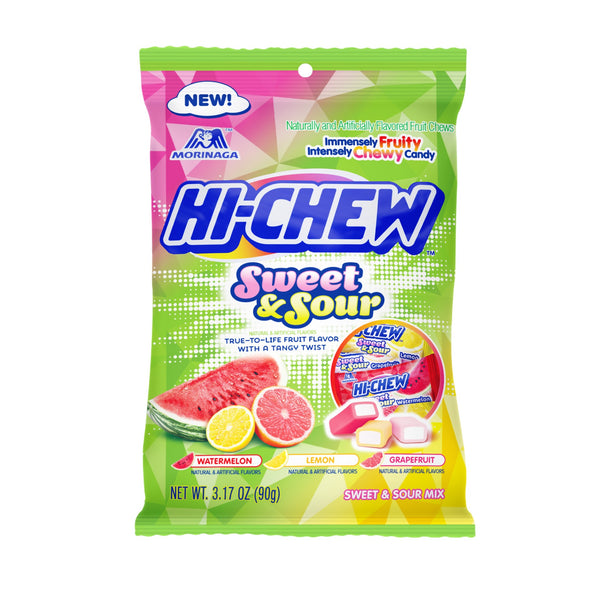 Hi Chew Sweet & Sour Mix Peg BagDisplay Ready (assorted Mix Of Grapefruit 3.17 Ounce Size - 6 Per Case.