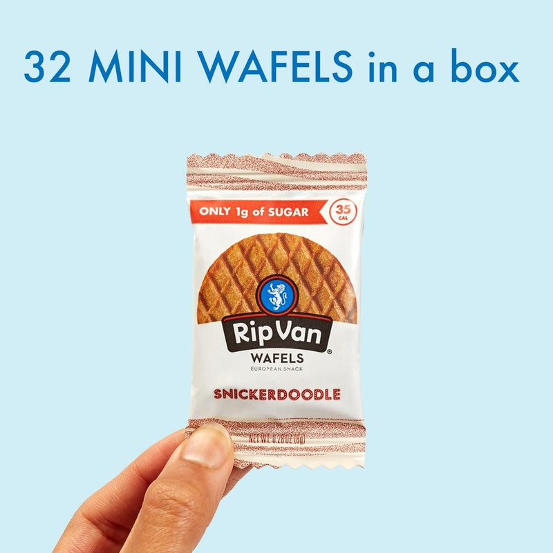 Rip Van Wafels Low Sugar Snickerdoodle Gravity Box 0.28 Ounce Size - 128 Per Case.