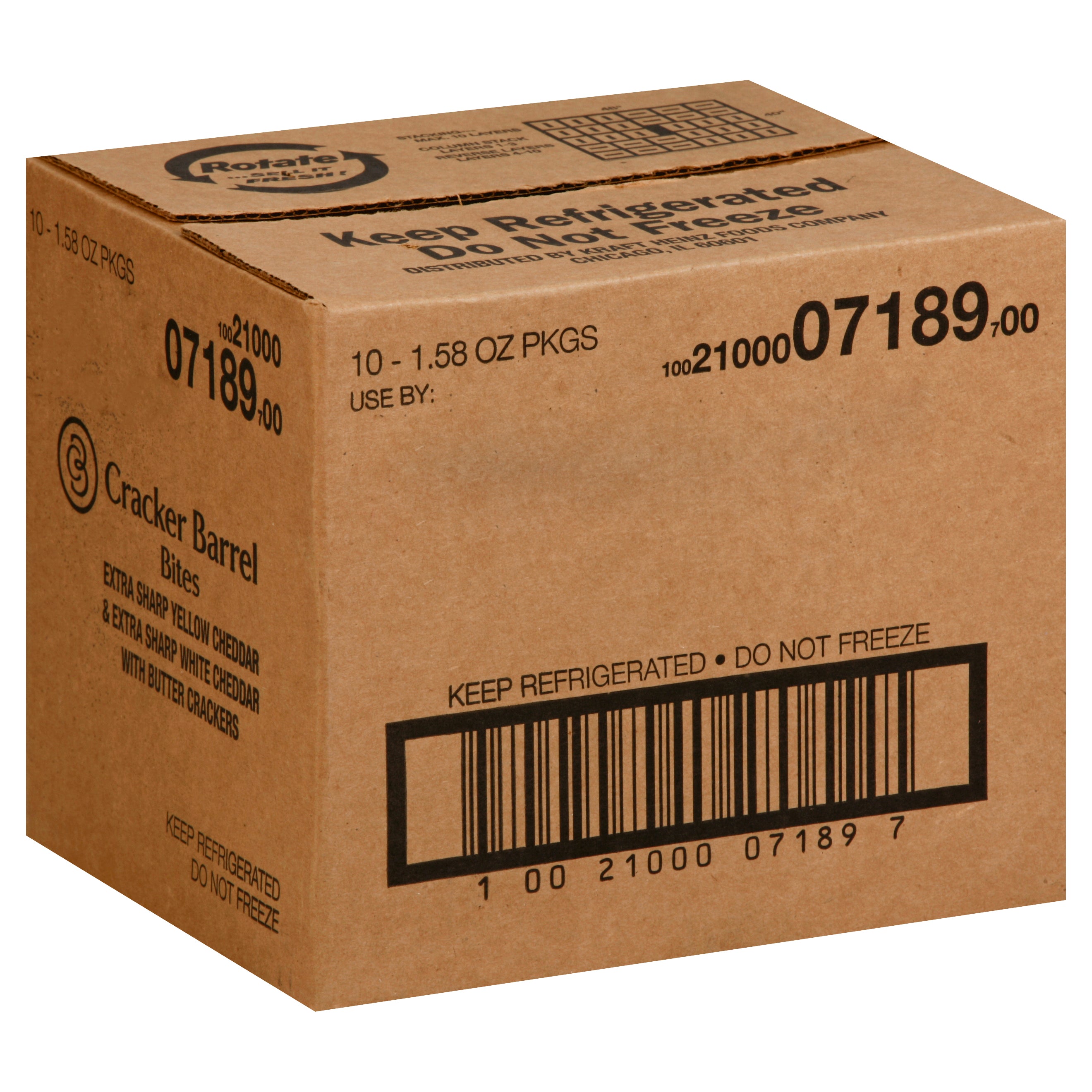 Cracker Barrel Bites Extra Sharp Cheddar Butter Crackers, 1.58 Ounce Size - 10 Per Case.