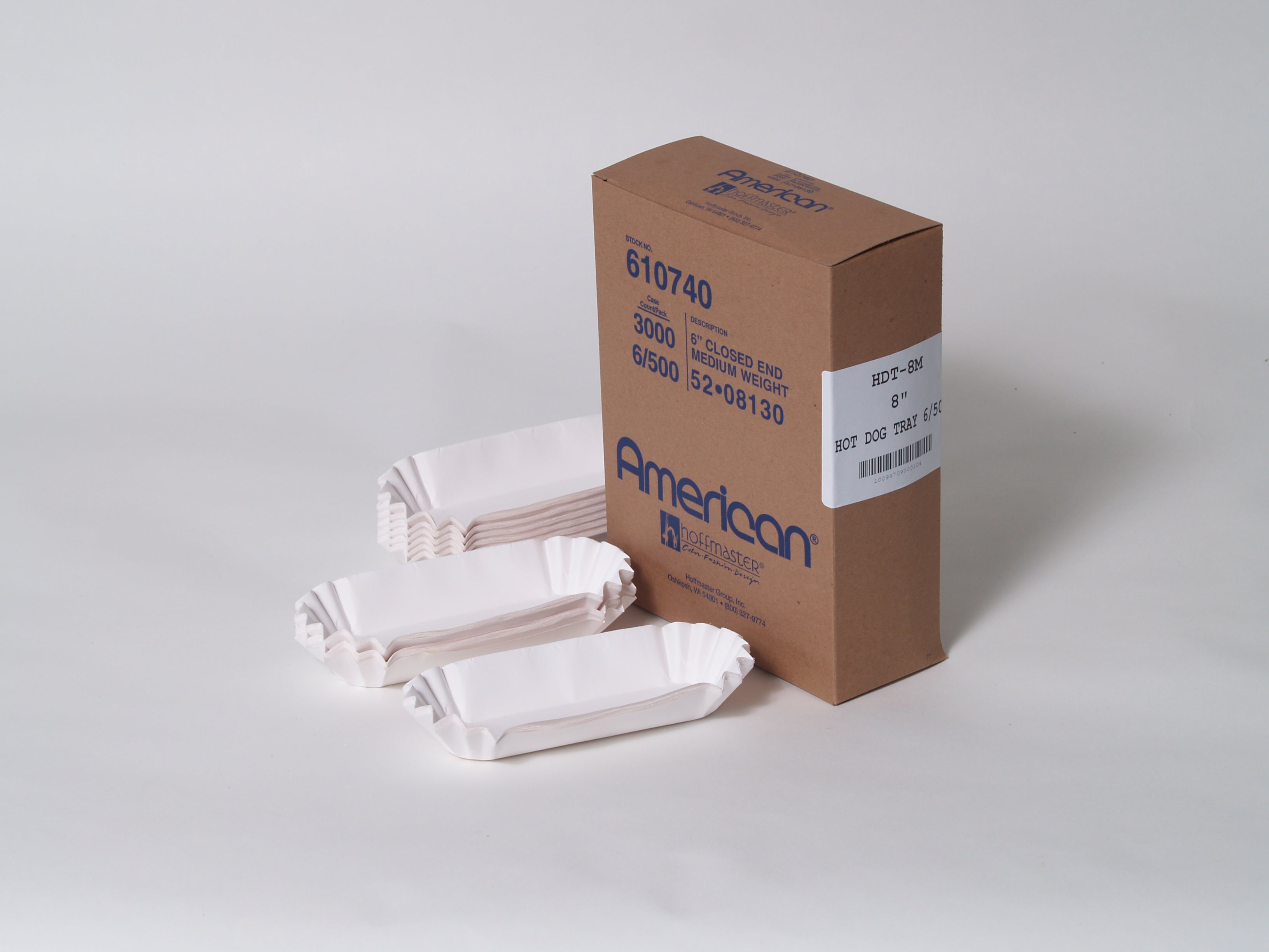 Handy Wacks Hot Dog Trays 8" 500 Count Packs - 6 Per Case.