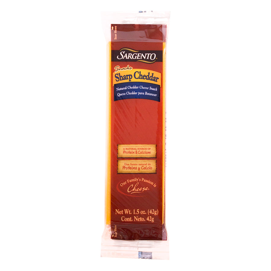 Sargento Sharp Cheddar Natural Cheese Snacks 1.5 Ounce Size - 72 Per Case.