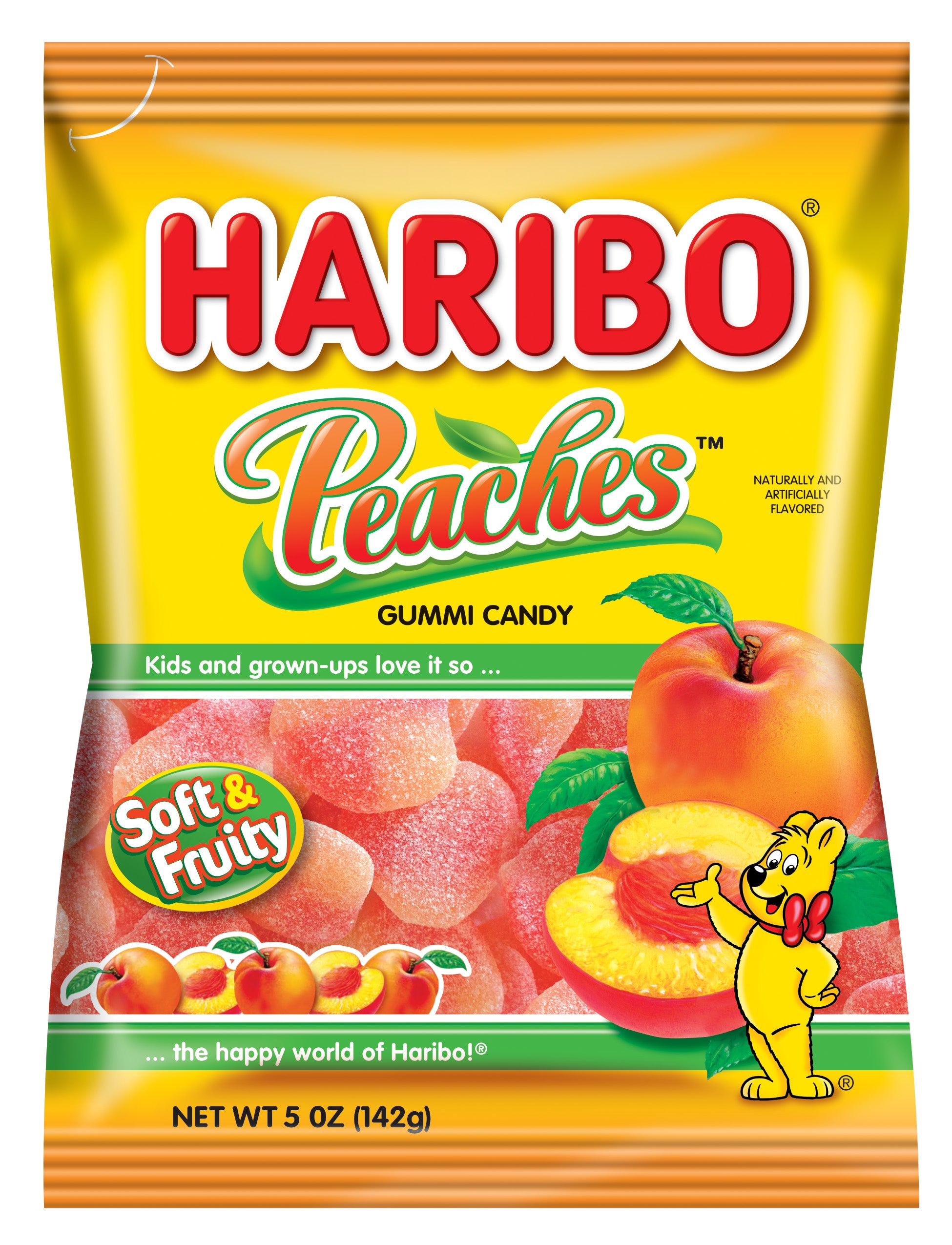 Haribo Confectionery Peaches 5 Ounce Size - 12 Per Case.