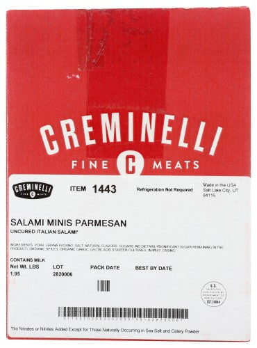 Creminelli Fine Meats Salami Minis Parmesan 12-2.6 Ounce 12-2.6 Ounce