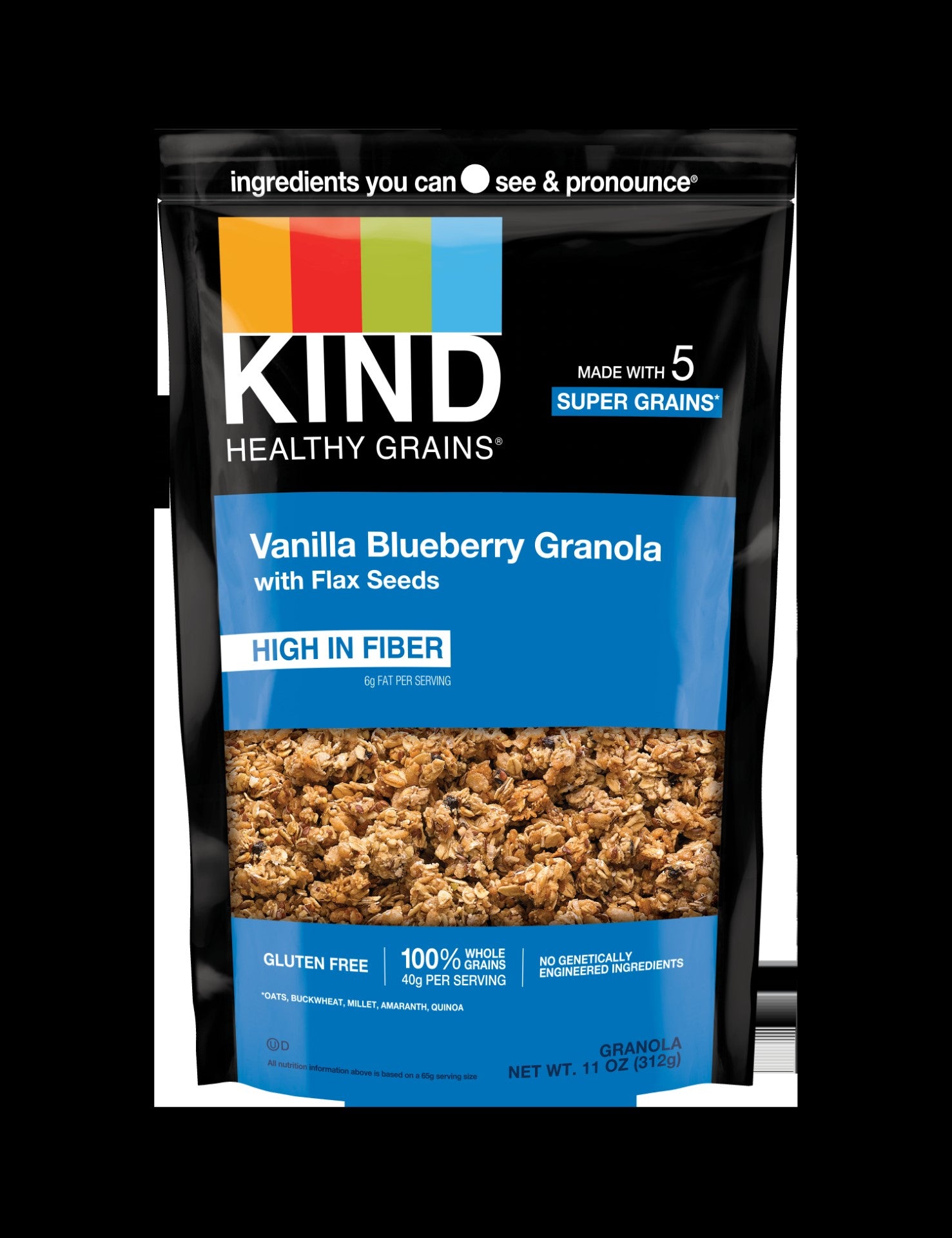 Kind Healthy Snacks Blueberry Vanilla Whole Grain Granola 11 Ounce Size - 6 Per Case.