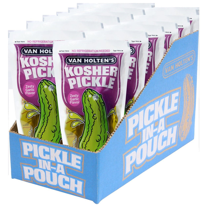 Van Holten's Jumbo Garlic Pickle Individually Packed In A Pouch 1 Each - 12 Per Case.