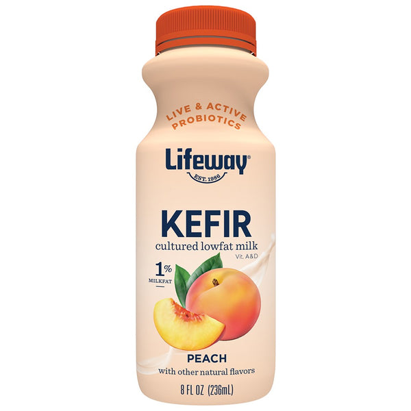 Peach Low Fat Kefir 8 Fluid Ounce - 6 Per Case.