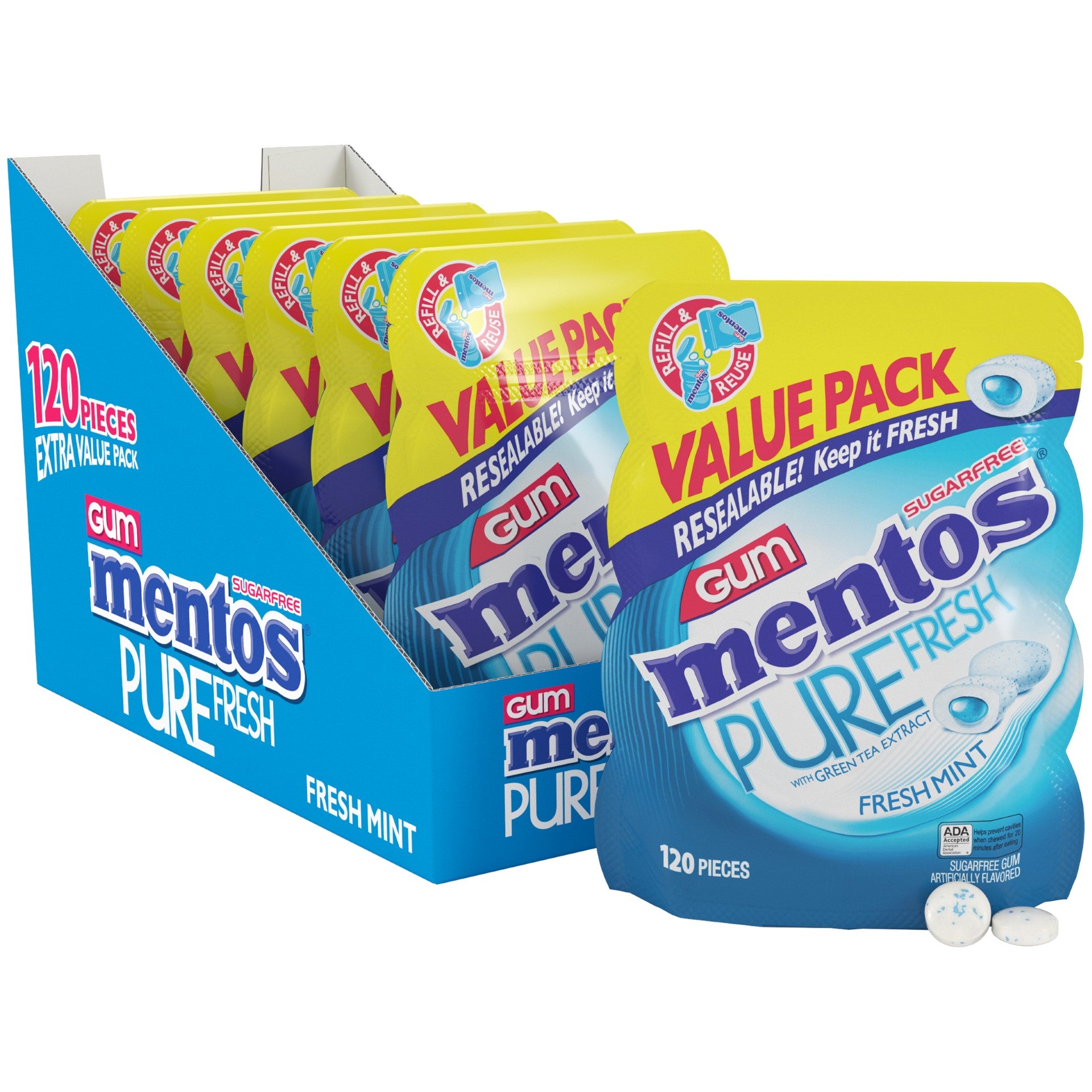 Mentos Gum Piece Pouch Pf Fm Drt 120 Piece - 6 Per Case.