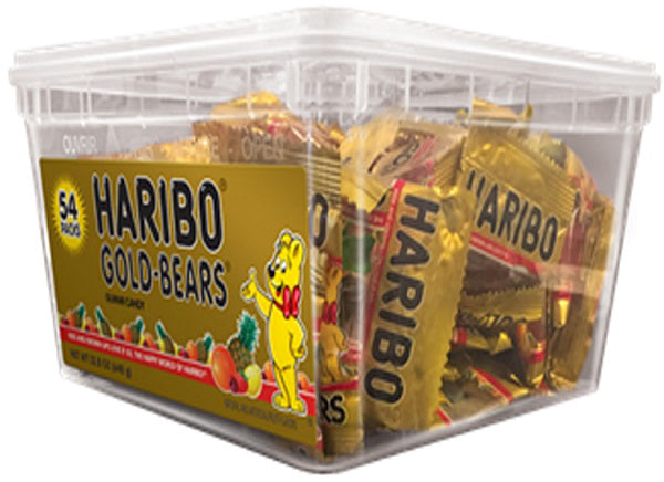 Haribo Confectionery Gummies Gold Bear Tub8 Ounce Size - 8 Per Case.