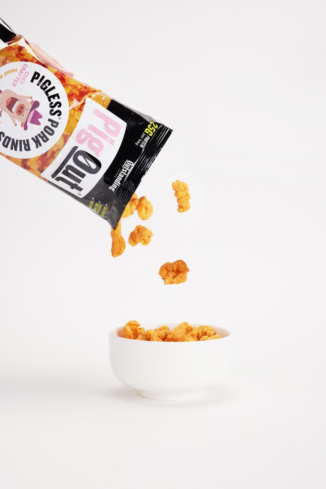 Pigout BBQ Pigless Pork Rinds 3.5 Ounce Size - 12 Per Case.