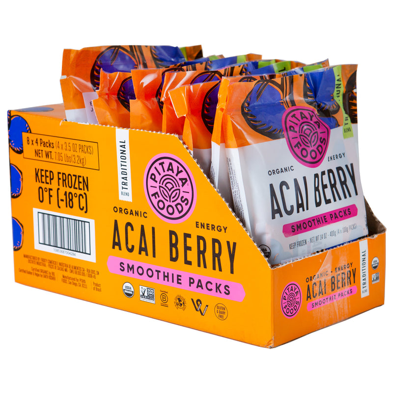 Pitaya Plus Organic Acai Traditional Smoothie Pack 14 Ounce Size - 8 Per Case.