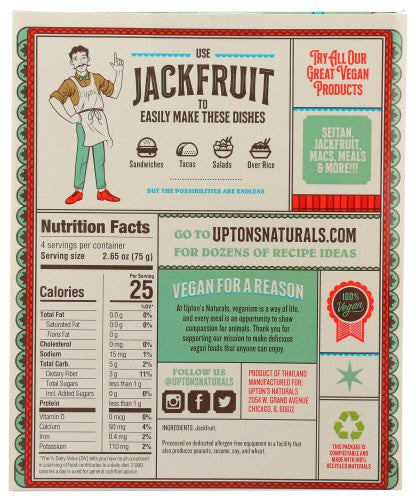 Upton's Naturals Original Jackfruit 10.6 Ounce Size - 10 Per Case.