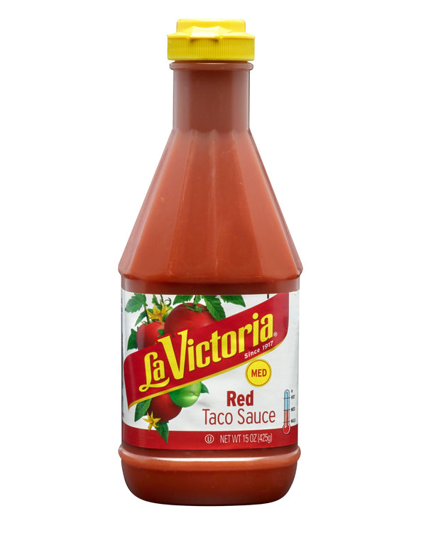 La Victoria Red Taco Sauce Medium 15 Ounce Size - 12 Per Case.