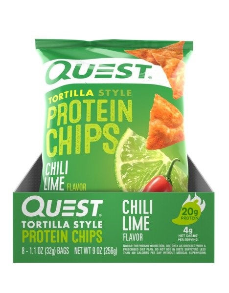 Quest Tortilla Chips Chili Lime 1.1 Ounce Size - 8 Per Case.