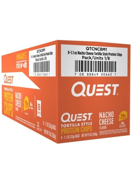 Quest Chips Nacho Cheese Tortilla 1.1 Ounce Size - 8 Per Case.