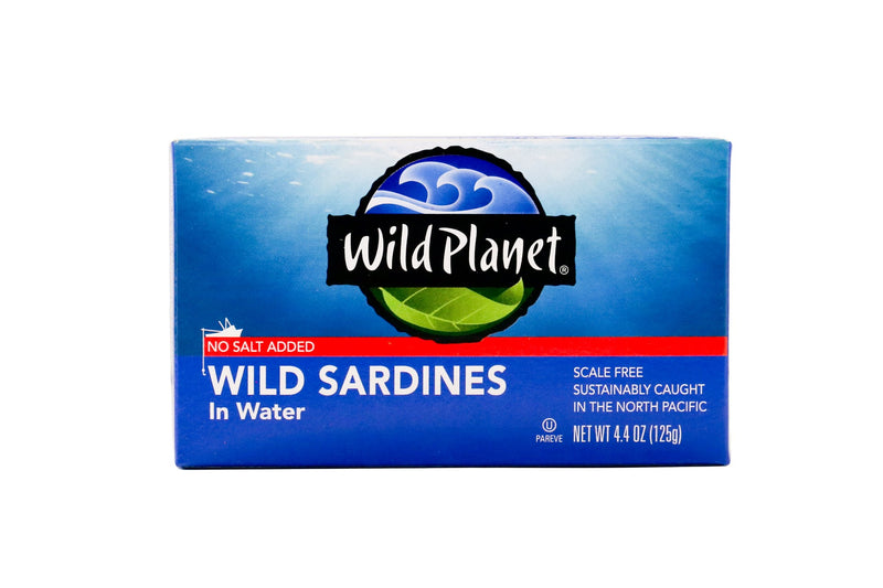 Wild Planet Foods Sardines In Water No Salt 4.4 Ounce Size - 12 Per Case.