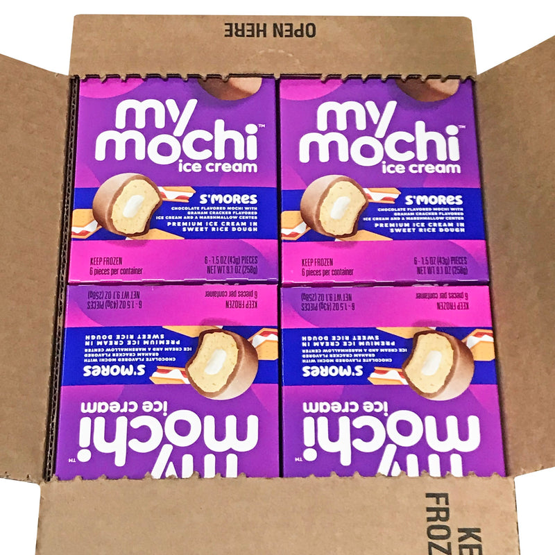 Mymochi Smores Mochi Ice Cream 6 Count Packs - 12 Per Case.