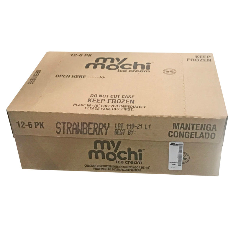 Mymochi Strawberry Mochi Ice Cream 6 Count Packs - 12 Per Case.