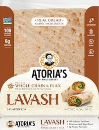 Atoria's Family Whole Grain Lavash Retail 10 Ounce Size - 10 Per Case.