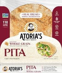 Atoria's Family Whole Grain Pita Retail 12 Ounce Size - 8 Per Case.