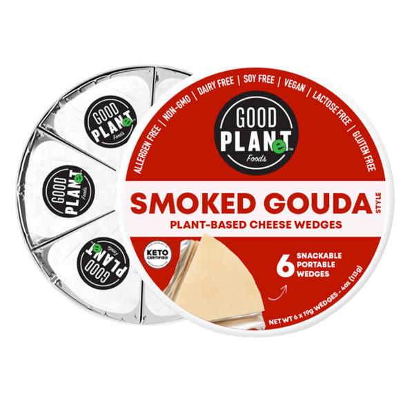 Good Planet Foods Smoked Gouda Plant Based Cheese Wedges 4 Ounce Size - 9 Per Case.