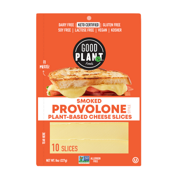 Good Planet Foods Smoked Provolone Cheese Slices 1.5 Pound Each - 6 Per Case.