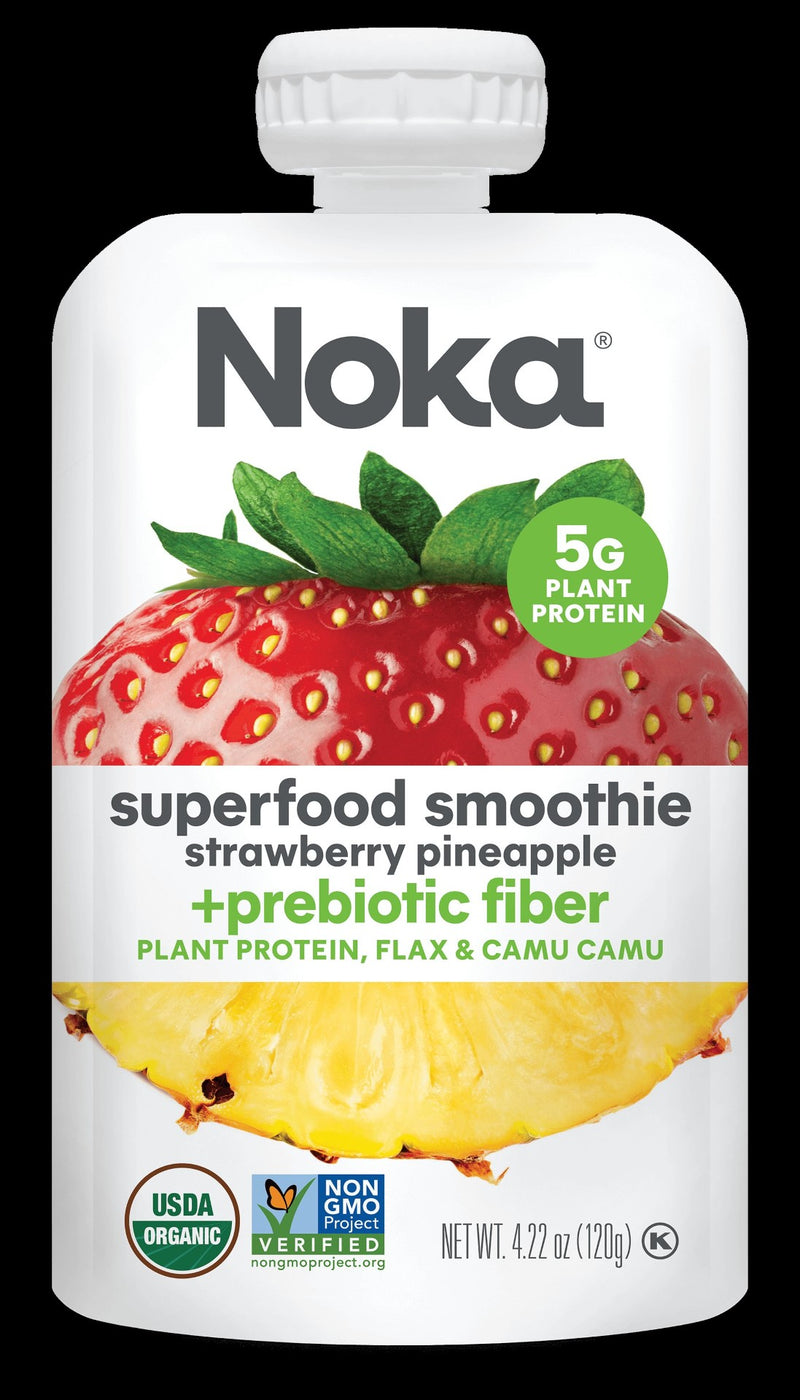 Noka Strawberry Pineapple Superfruit Smoothie 4.22 Ounce Size - 12 Per Case.