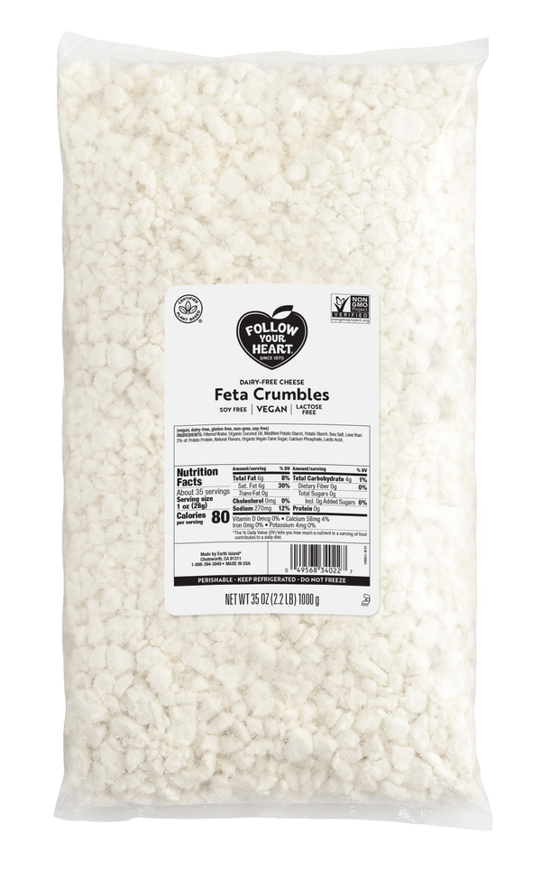 Dairy Free Feta Crumbles Cheese Alternative 2.2 Pound Each - 6 Per Case.