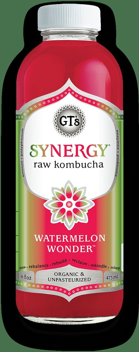 Gt's Synergy Kombucha Watermelon Wonder 16 Fluid Ounce - 6 Per Case.
