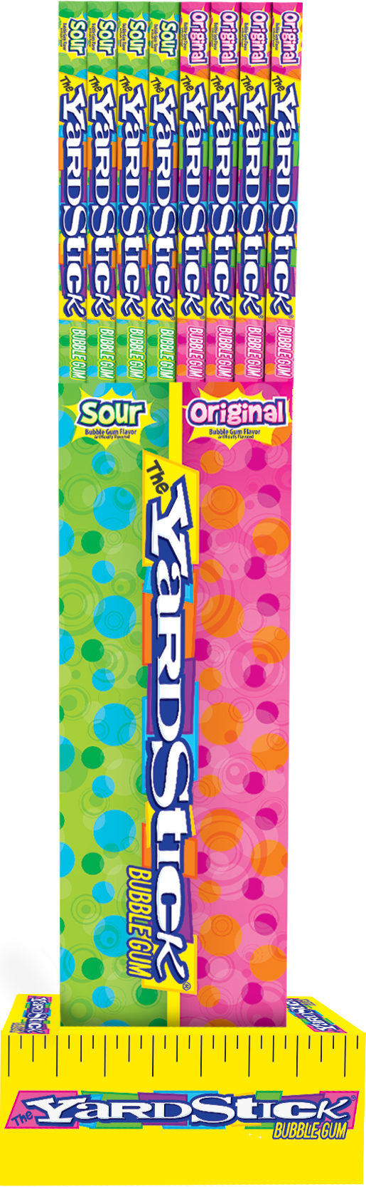The Yardstick Sour Bubble Gum Powerwing Floor Display, 96 Count, 1 Per Case