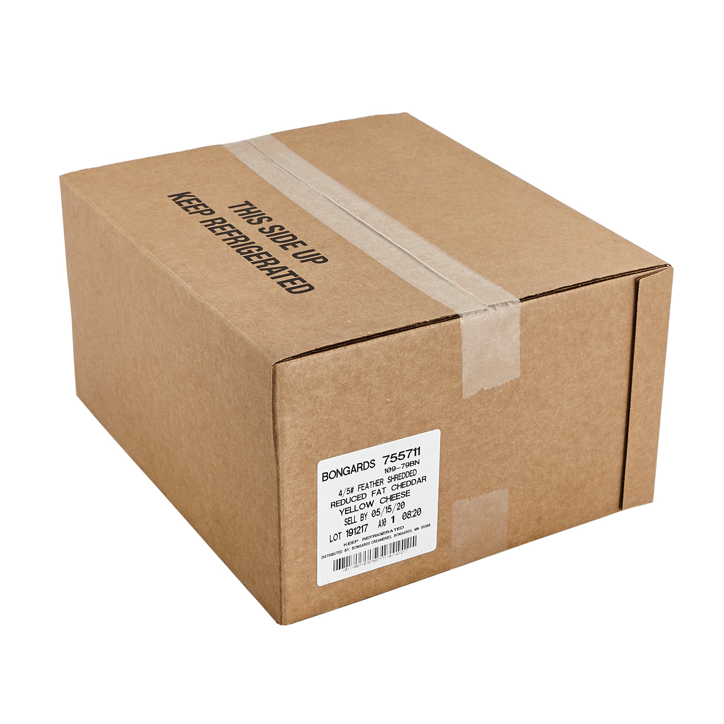Bongards Cheese Yellow Reduced Fat Cheddar Feather Shred 5 Pound Each - 4 Per Case.